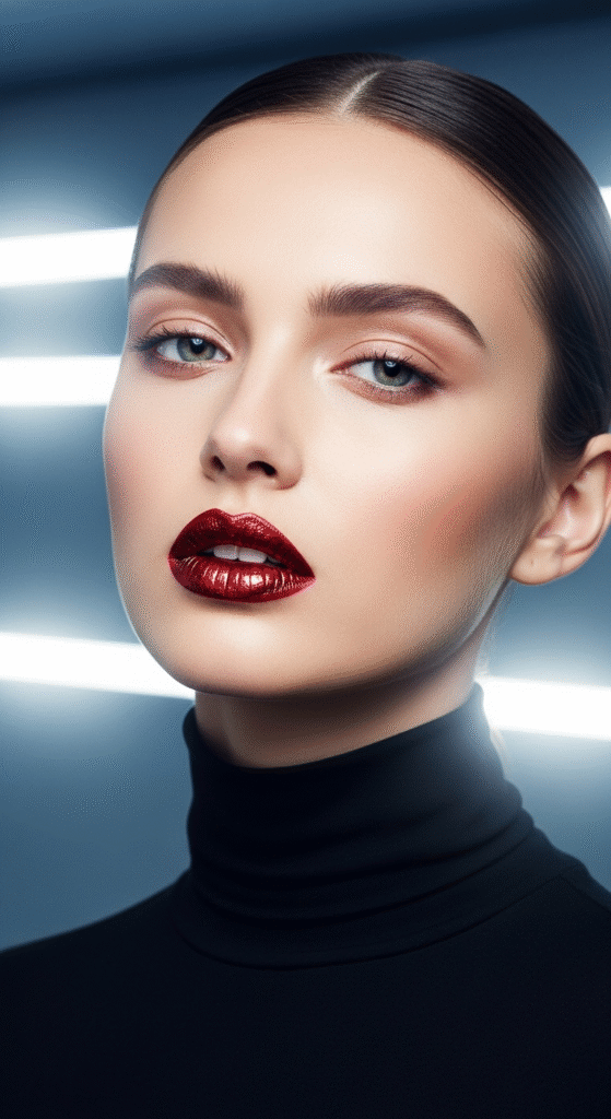 Metallic Red Lips for a Futuristic Twist