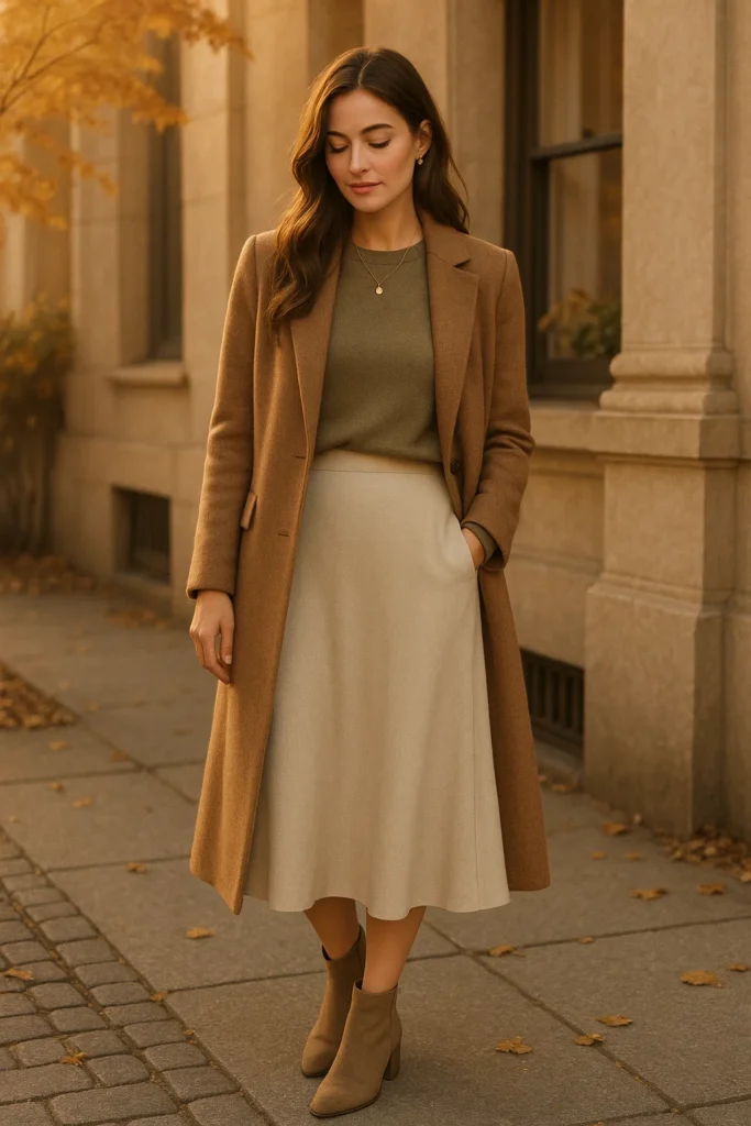 Midi Skirt with Lightweight Sweater