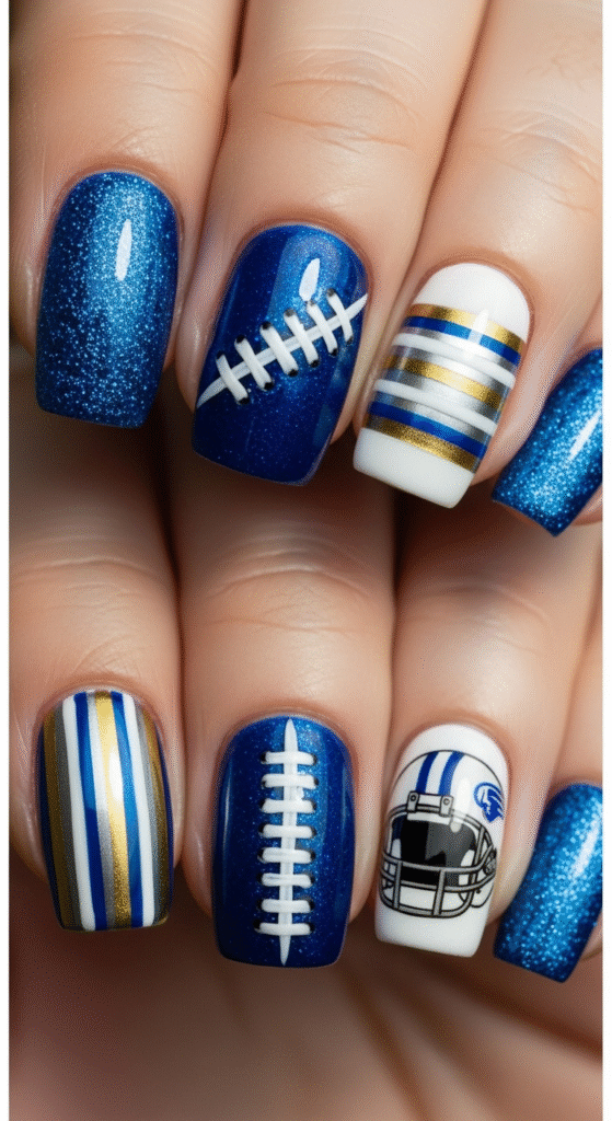 Mixed Media Football Nails