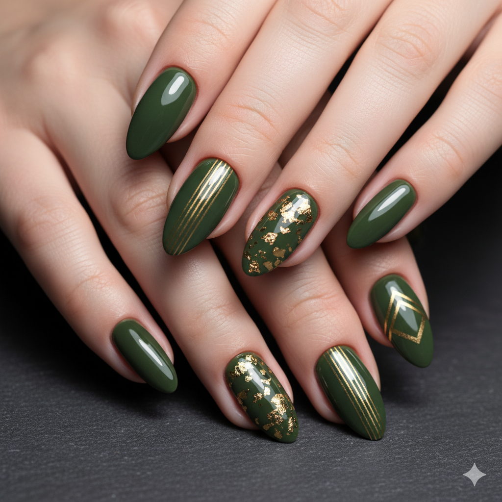 Olive Green with Gold Detailing