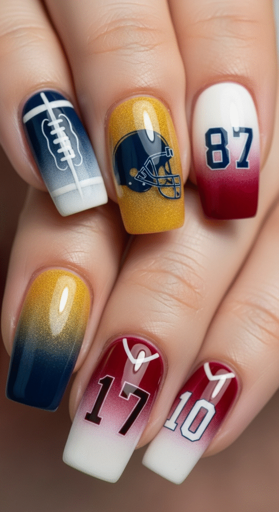Ombre Football Nails