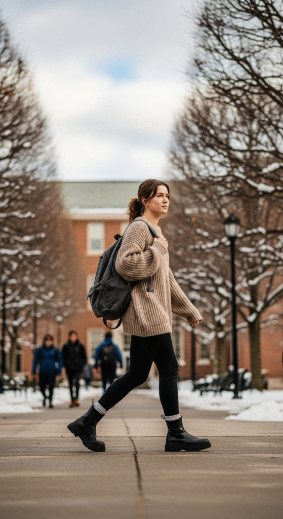 Oversized Sweaters with Leggings - Cozy Winter Outfits for College Students