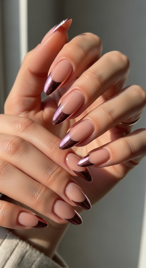 Pink Chrome French Tips