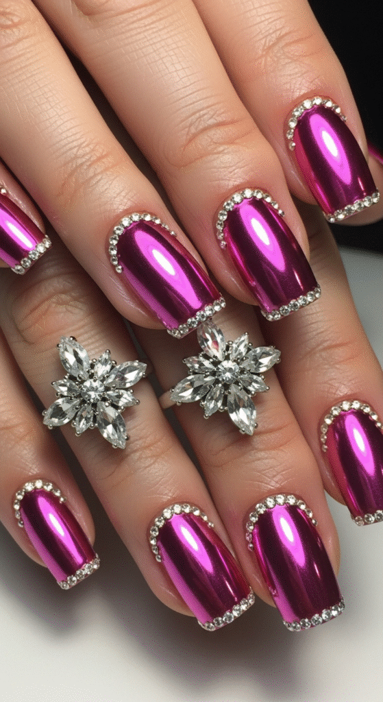 Pink Chrome with Rhinestones