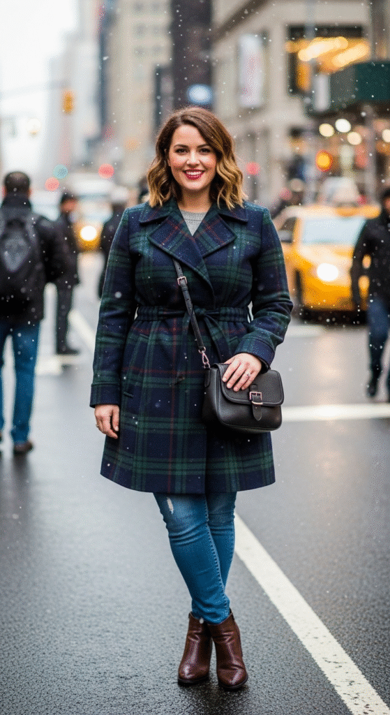 Plaid Coats with Denim
