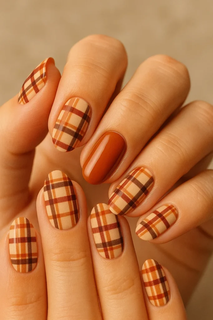 Plaid Nail Art - Fall Nail Designs