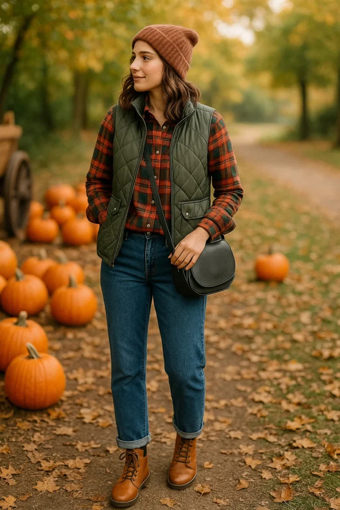 Plaid Shirt with Straight-Leg Jeans - Casual Fall Outfits for Women
