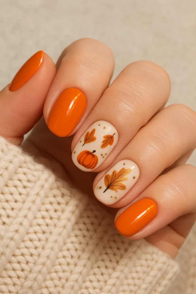 Pumpkin Spice Orange - Fall Nail Designs