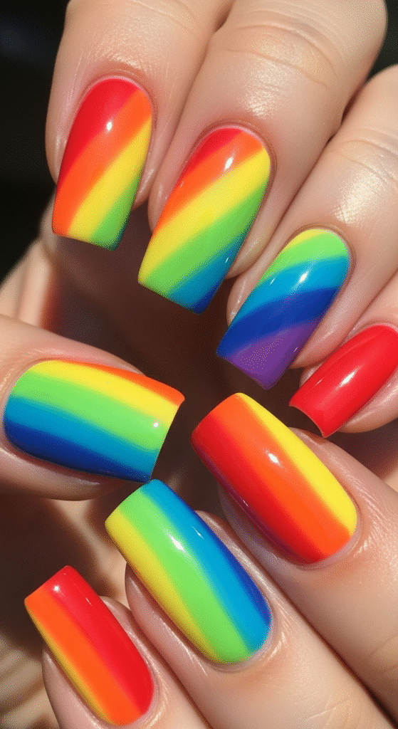 Rainbow Gradient Nails