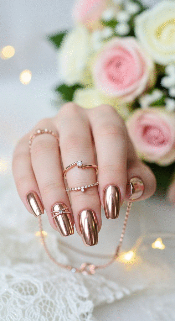 Rose Gold Chrome Elegance - Pink Chrome Nail Designs