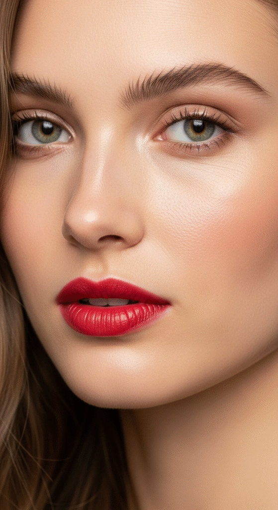 Satin Finish Red Lips for Subtle Shine