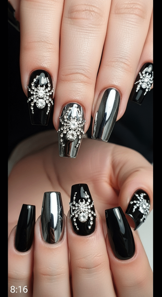 Spider Sparkle Nails