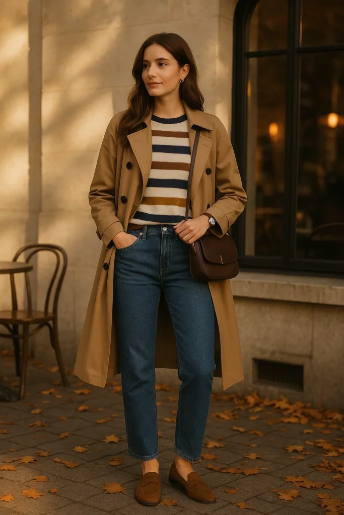 Striped Sweater with Blue Jeans