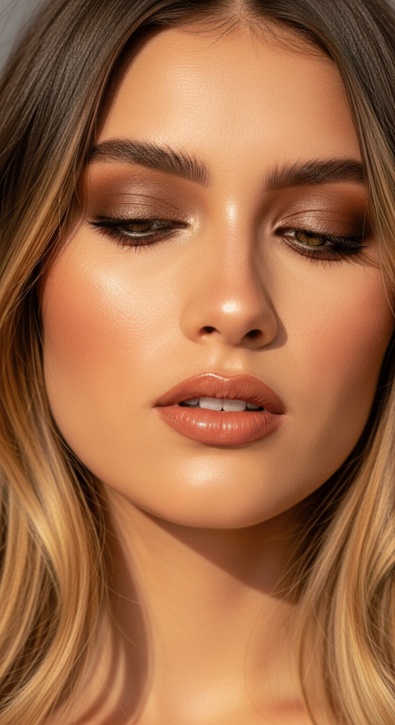 Sun-Kissed Bronze Beauty - Makeup Looks for Caramel Balayage Hair