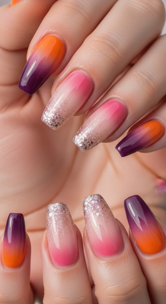 Sunset Gradient Nails - Beach Nail Designs