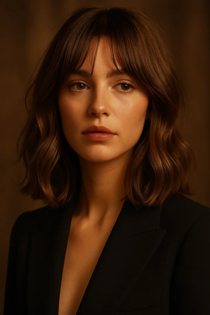 Textured Lob with Curtain Bangs