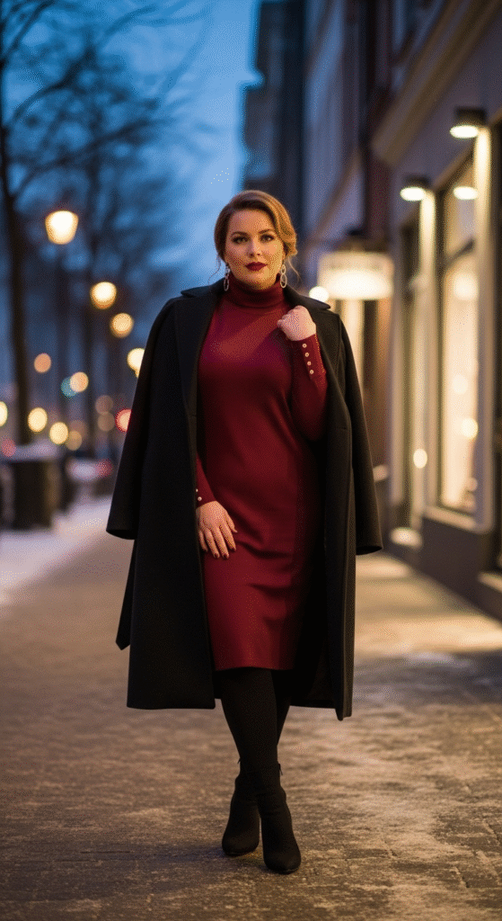 Turtleneck Dresses with Tights