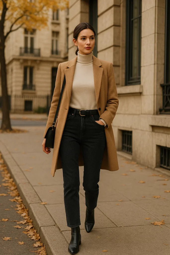 Turtleneck with High-Waist Jeans