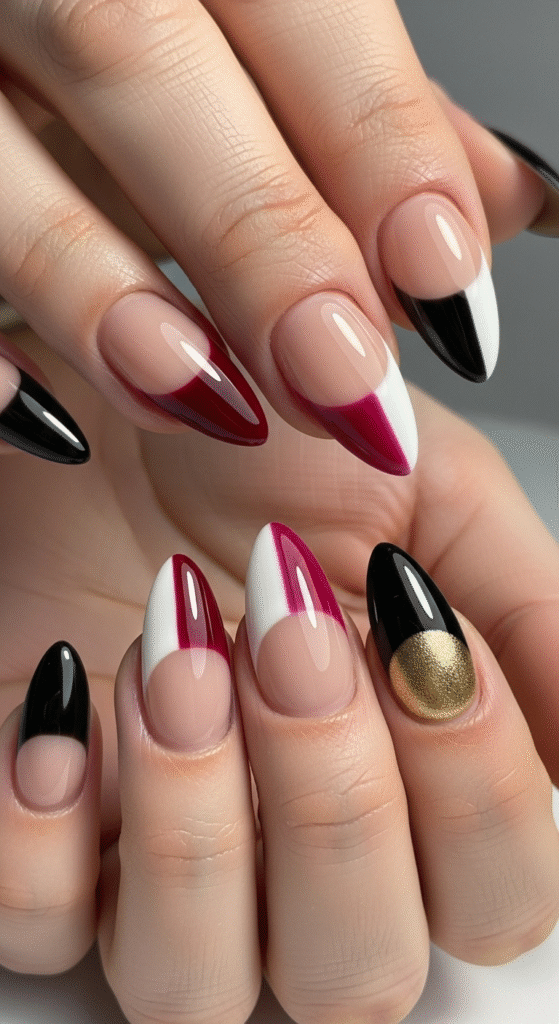 Two-Tone Almond Nails