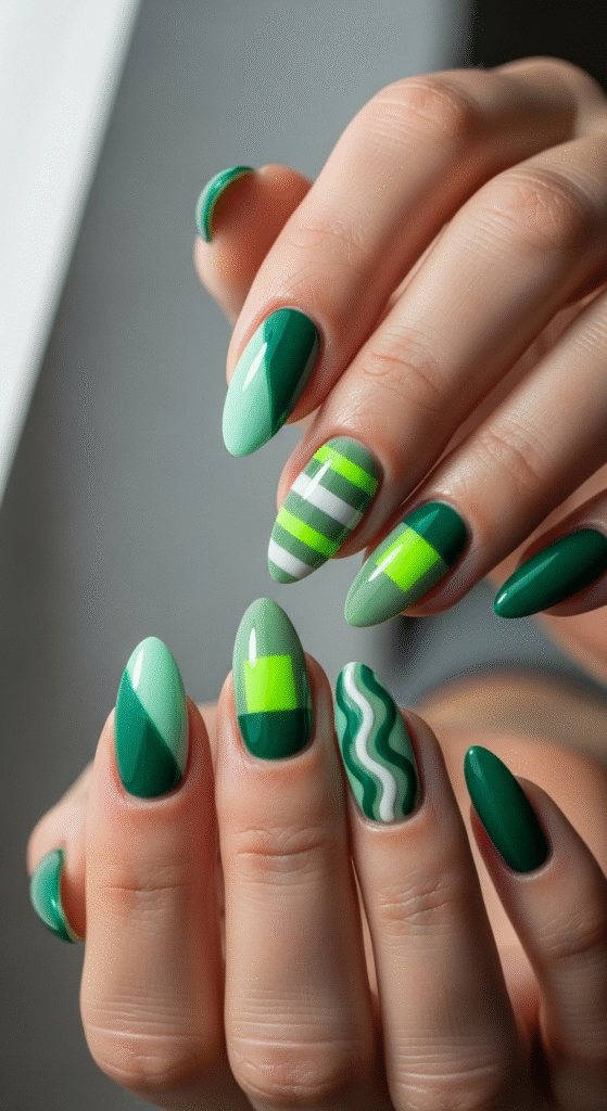 Two-Tone Green Nails