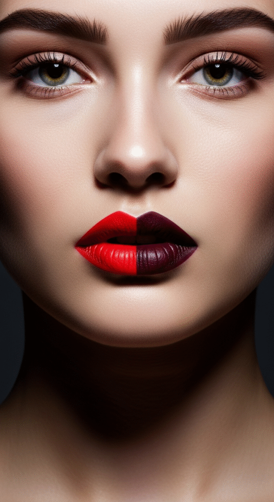 Two-Tone Red Lips for Creative Expression