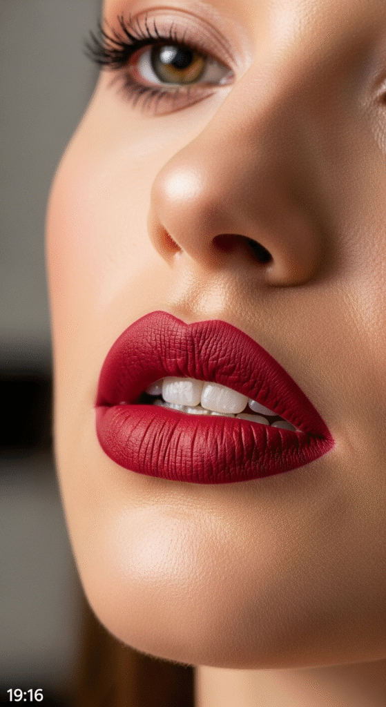 Velvet Finish Red Lips for Luxury