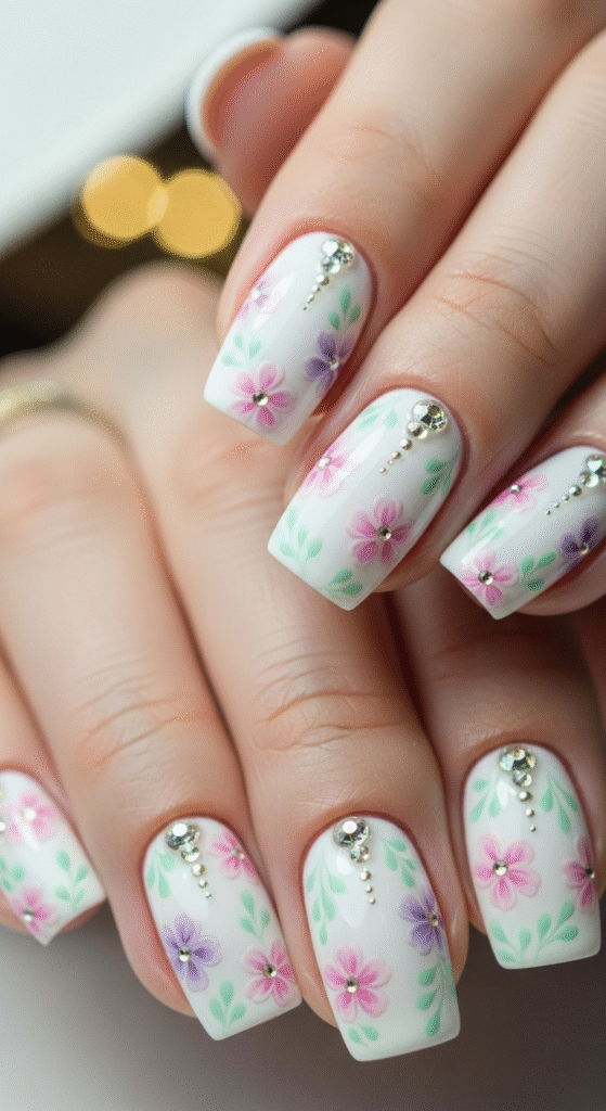 White Floral Nail Designs