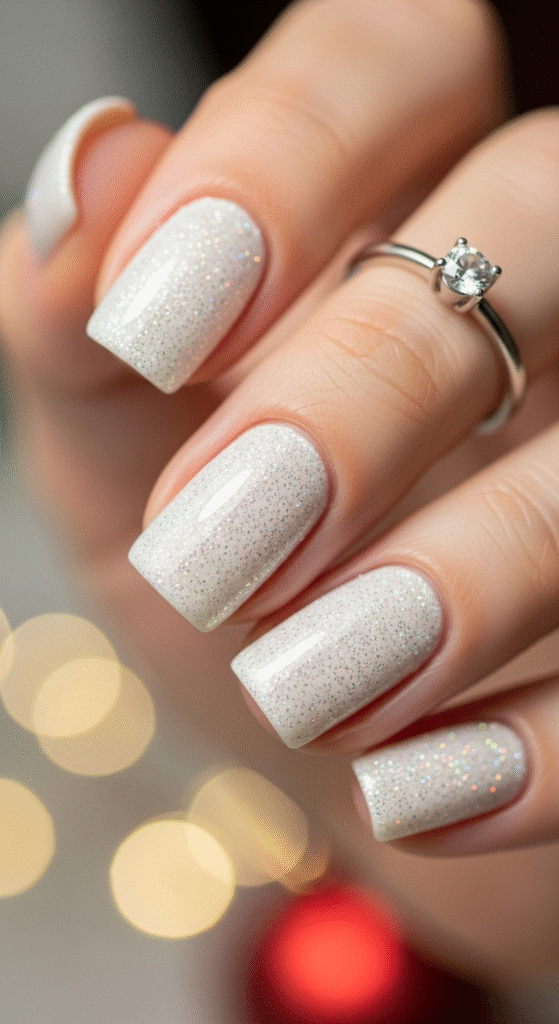 White Glitter Nails