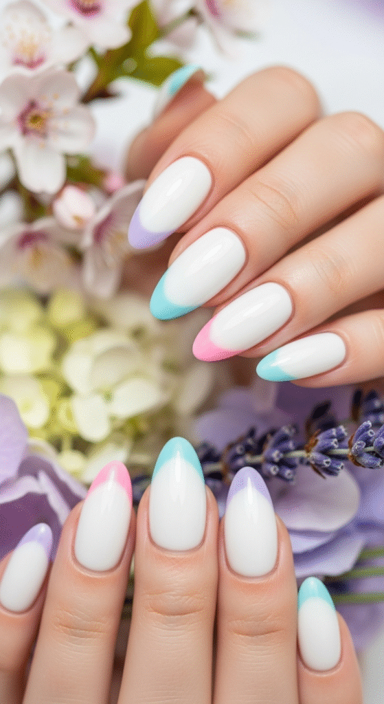 White Nail Designs with Pastel Accents