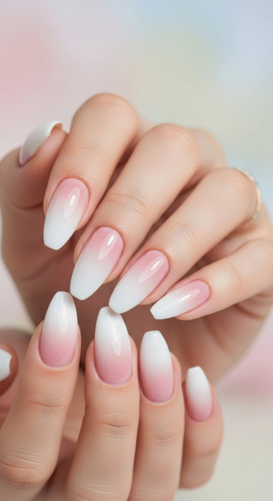 White Ombre Nails - White Nail Designs