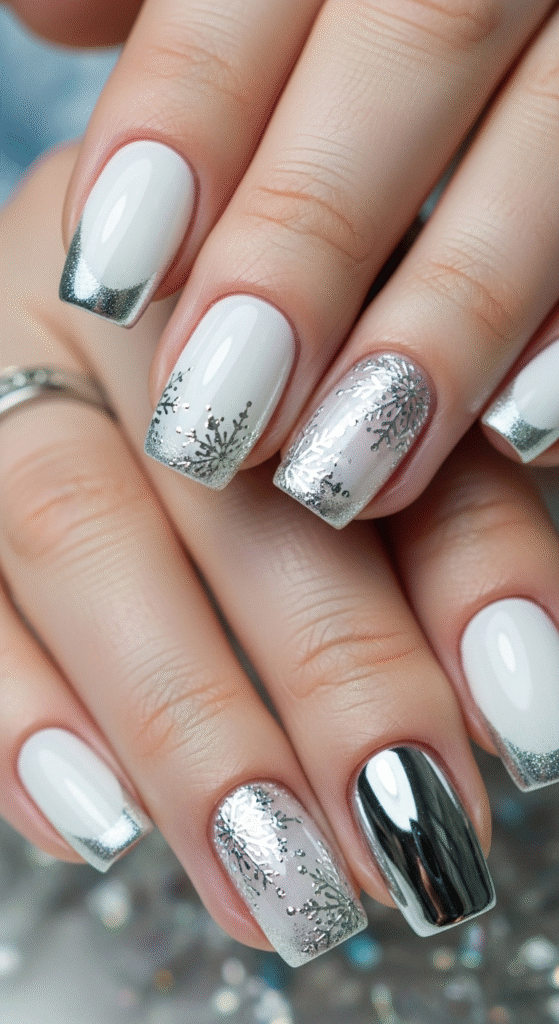 White and Silver Nails