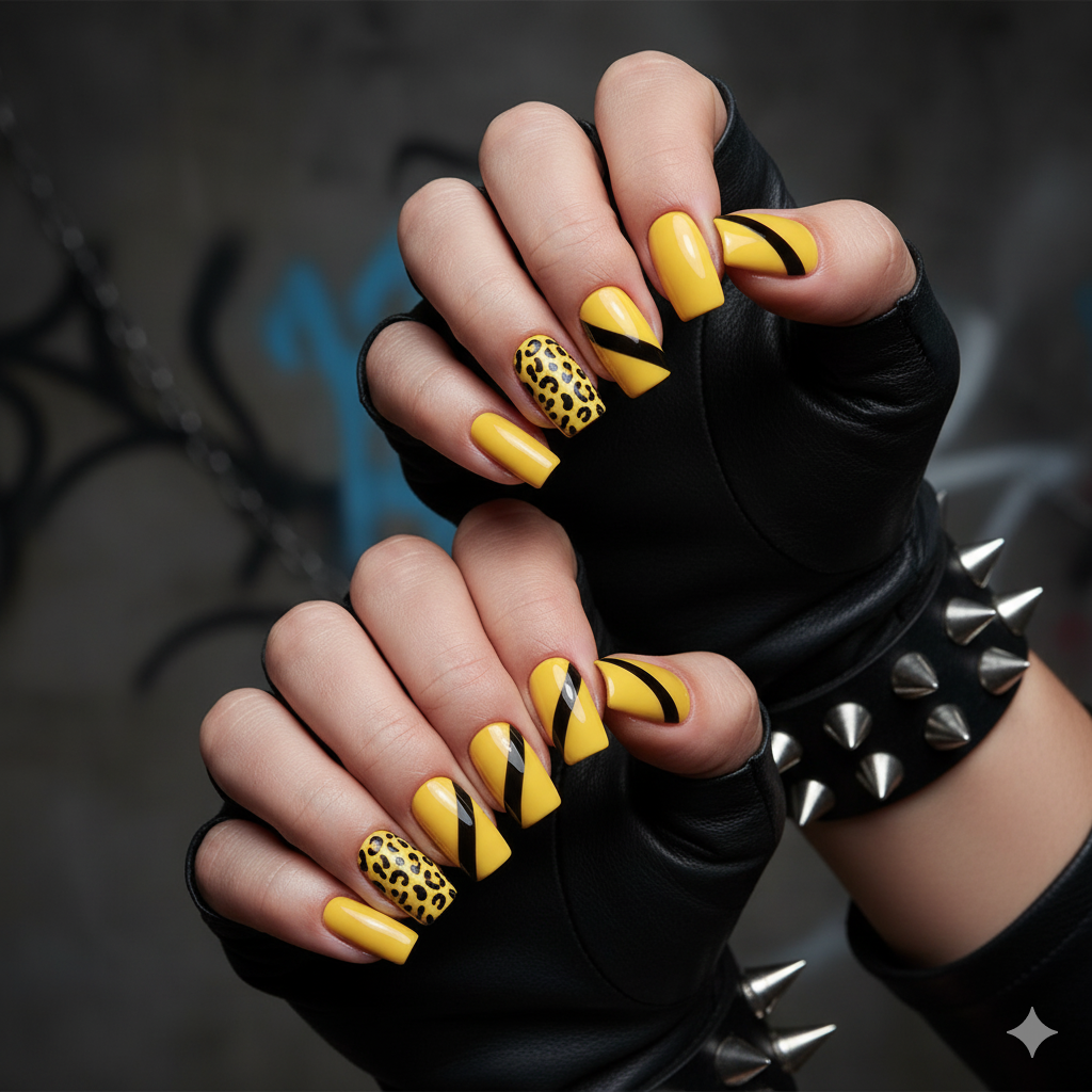Yellow and Black Nail Art