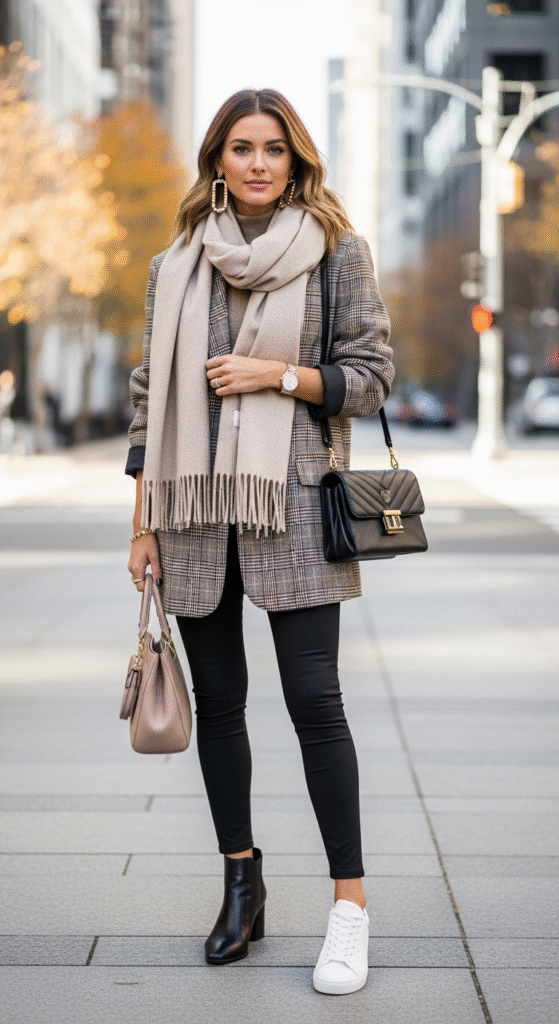 Oversized Blazer with Leggings - Cute Simple Fall Outfits