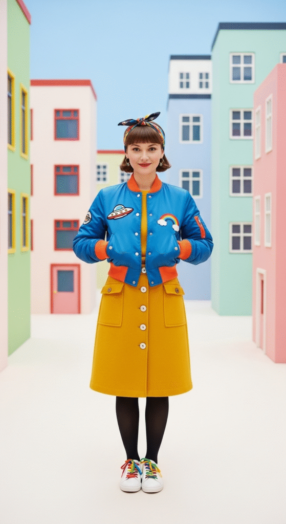 Bomber Jacket with High-Waist Skirt