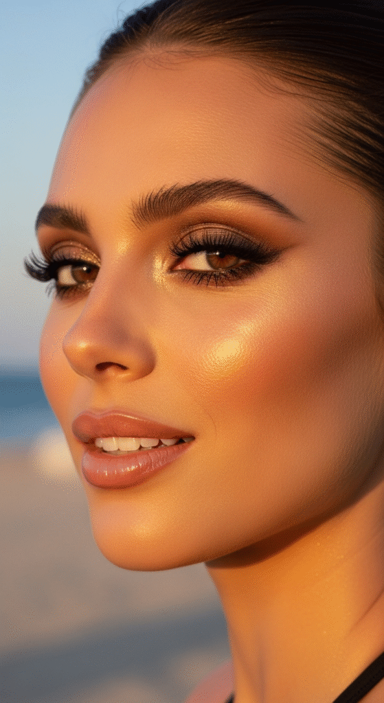 Bronze Glam with Satin Nude Lips