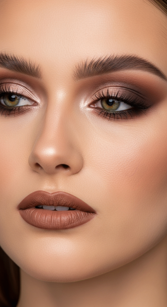 Brown Gradient Eyes with Coffee Nude Lips