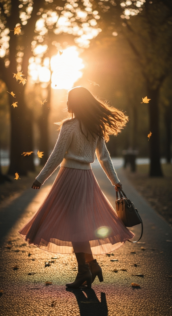 Cable Knit Sweater with Pleated Skirt