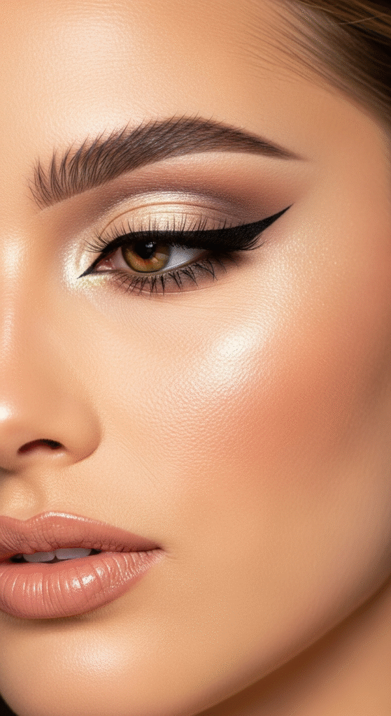 Champagne Cut Crease with Nude Satin Lips