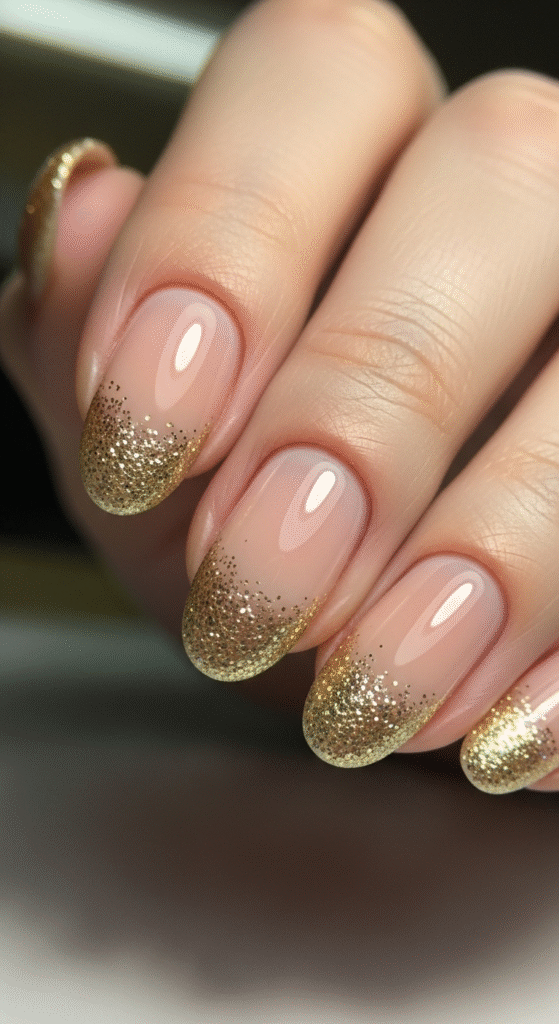 Champagne Glitter French Tips
