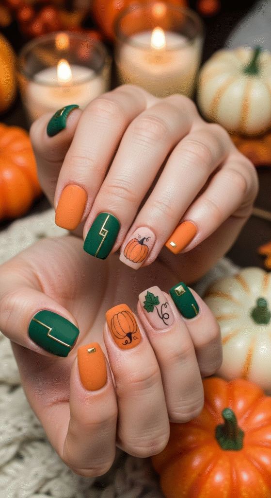 Classic Pumpkin Inspired Nails