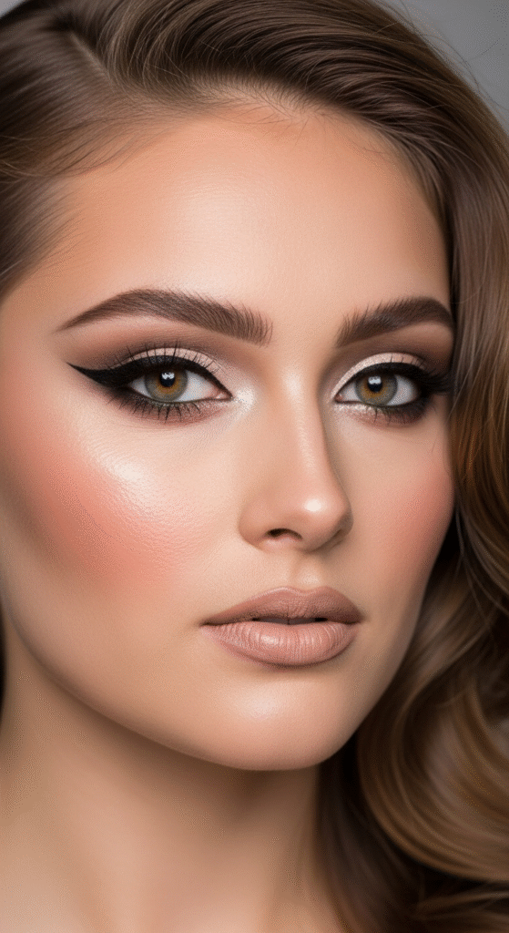 Classic Winged Liner with Beige Nude Lips