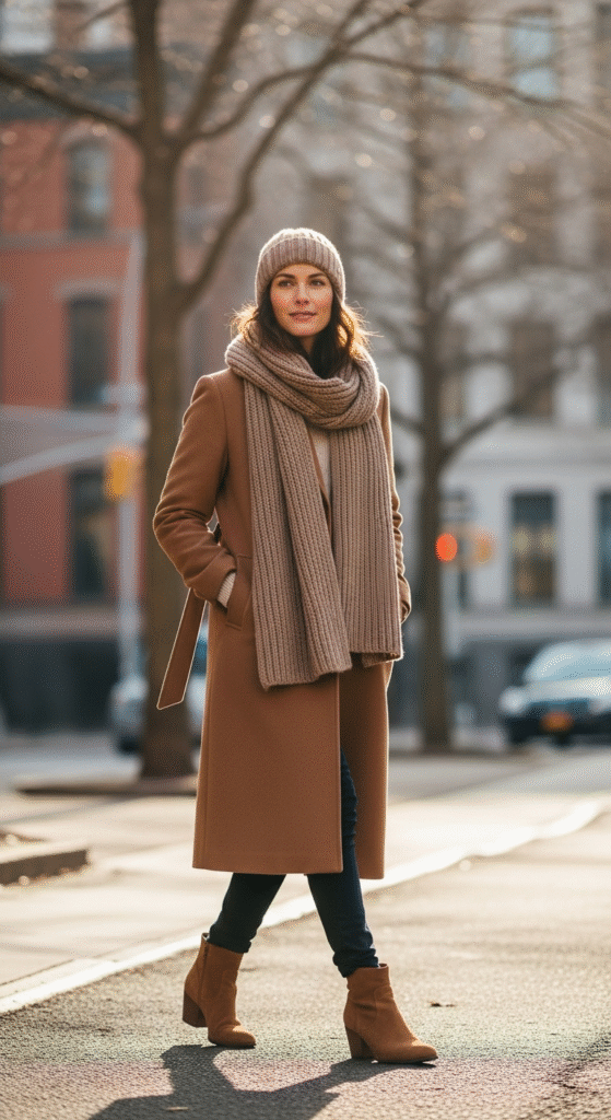 Classic Wool Coat with Skinny Jeans - Affordable Winter Outfits for Women