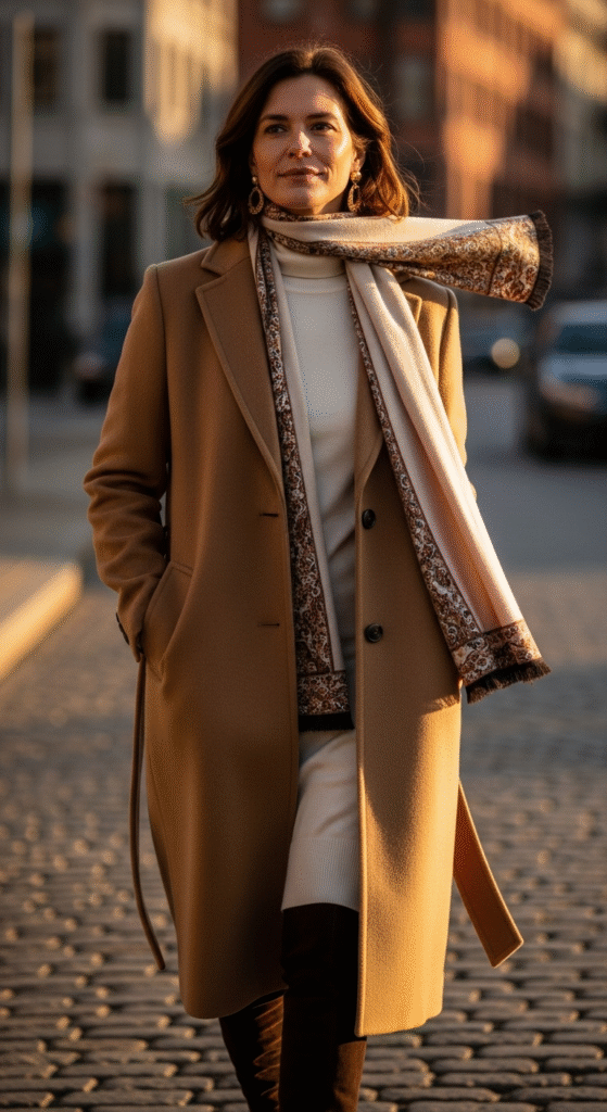 Classic Wool Coat with Turtleneck Layers - Layered Winter Outfit Ideas for Women