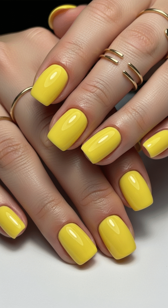 Classic Yellow Gloss Nails - Sunshine Nail Designs