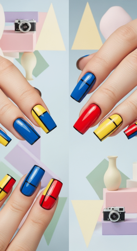 Color-Blocked Line Nails