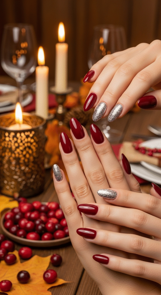 Cranberry Sparkle Nails