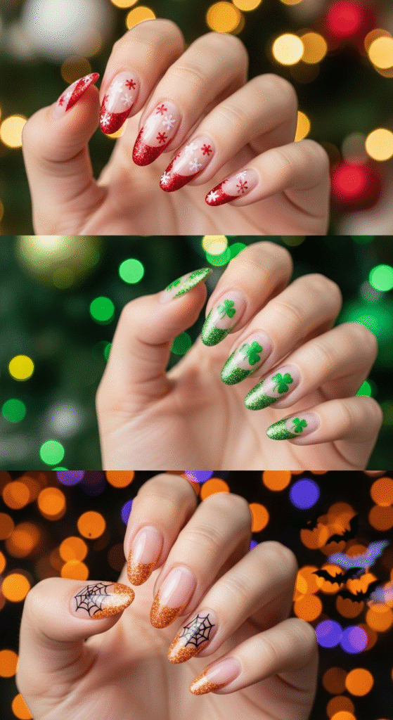 Festive Glitter French Tips