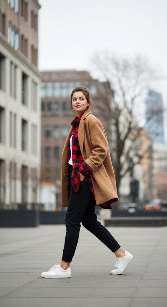 Flannel Shirt with Oversized Coat