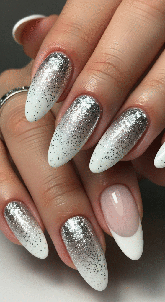 Glitter Gradient with French Tips