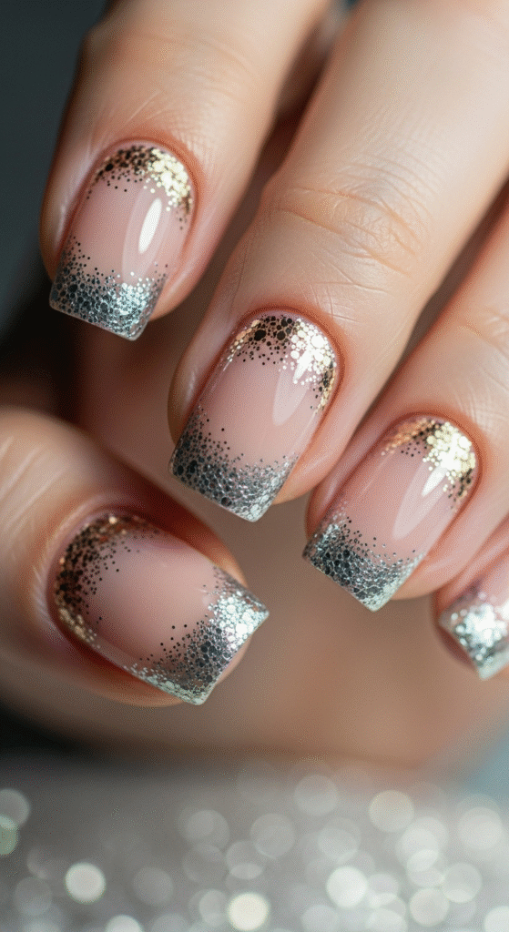Glitter Reverse French Tips